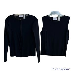Womens Black Sweater Set, Liz Claiborne. Sweater Sz Med, Sleeveless Top Sz Sm